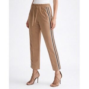 Reiss Tre Side Stripe Tapered Pants Women's Size 12 Tan Career Chic Modern